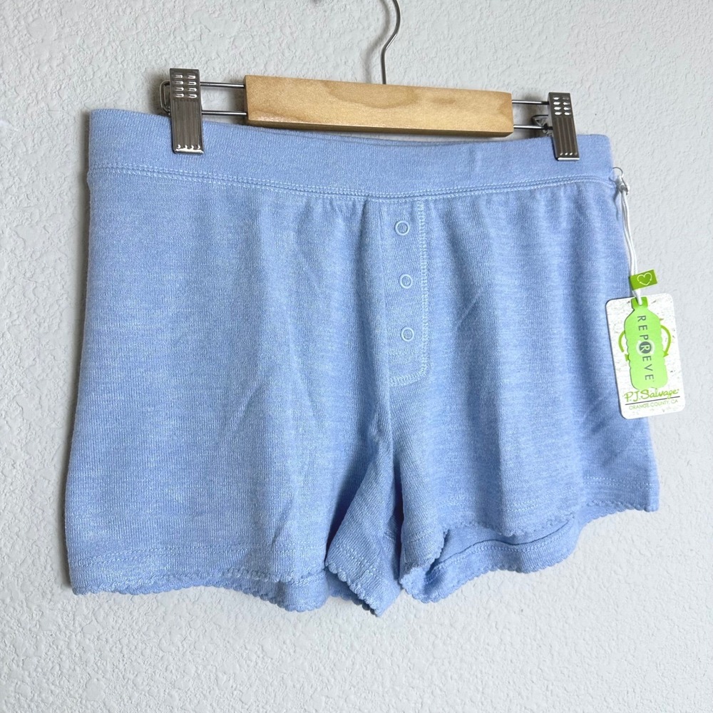 PJ Salvage Reloved Ice‎ Blue Ribbed Knit Lounge Shorts REPREVE Size S NEW